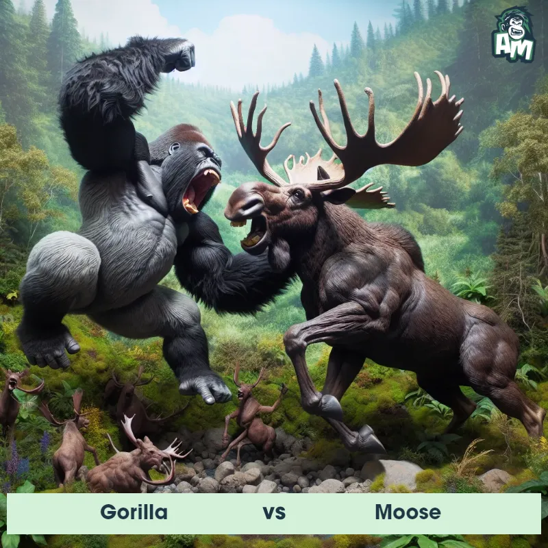 Gorilla vs Moose, Screaming, Gorilla On The Offense - Animal Matchup