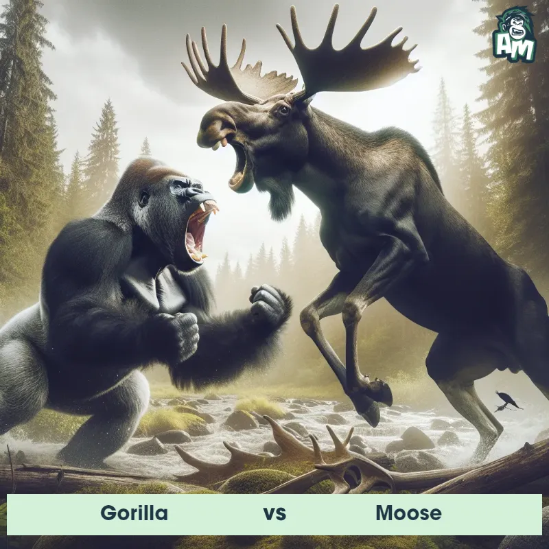 Gorilla vs Moose, Screaming, Moose On The Offense - Animal Matchup