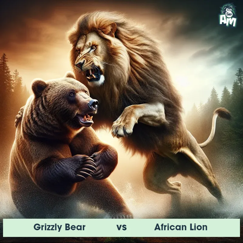 Grizzly Bear vs African Lion, Fight, African Lion On The Offense - Animal Matchup