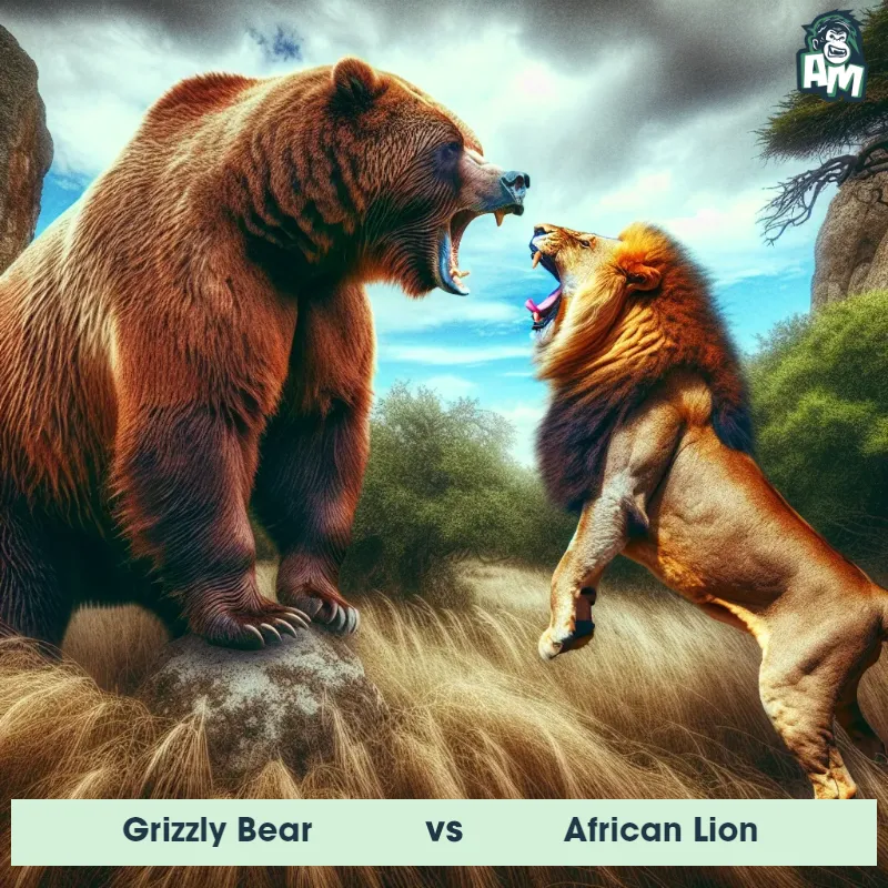 Grizzly Bear vs African Lion, Screaming, Grizzly Bear On The Offense - Animal Matchup