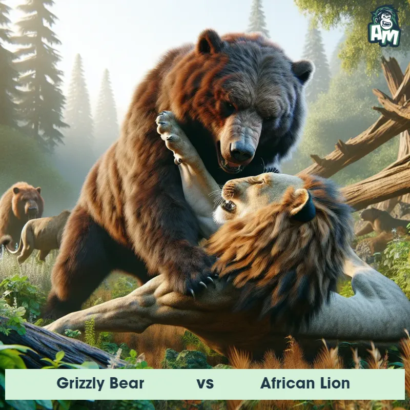 Grizzly Bear vs African Lion, Wrestling, African Lion On The Offense - Animal Matchup