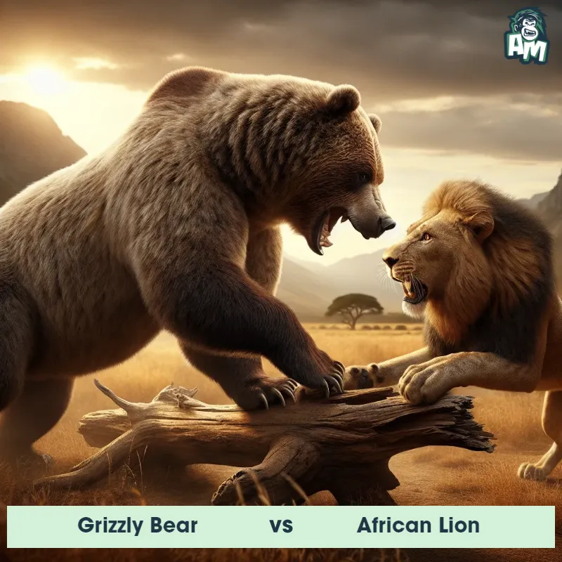 Grizzly Bear vs African Lion, Wrestling, Grizzly Bear On The Offense - Animal Matchup