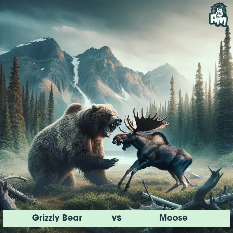 Grizzly Bear vs Moose, Battle, Grizzly Bear On The Offense - Animal Matchup