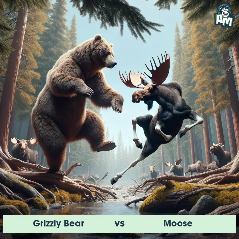 Grizzly Bear vs Moose, Dance-off, Grizzly Bear On The Offense - Animal Matchup