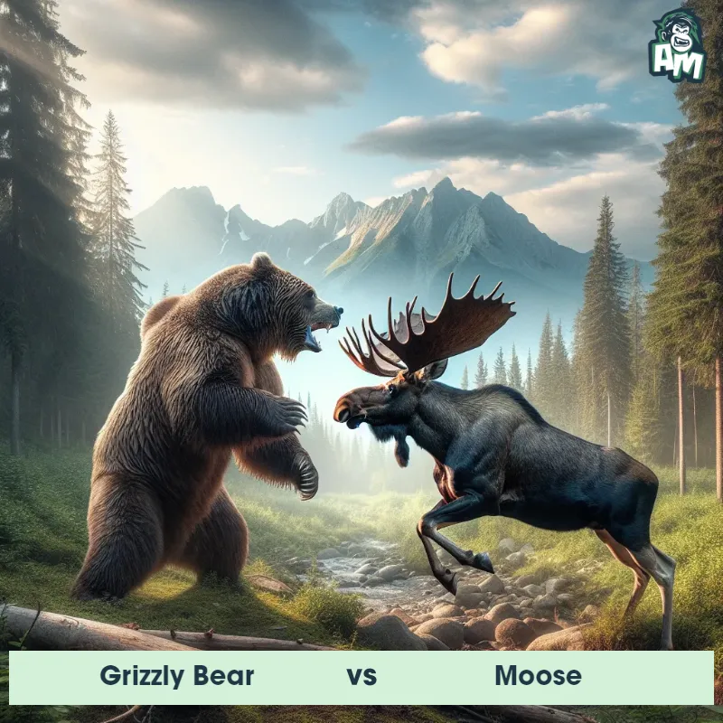 Grizzly Bear vs Moose, Fight, Grizzly Bear On The Offense - Animal Matchup
