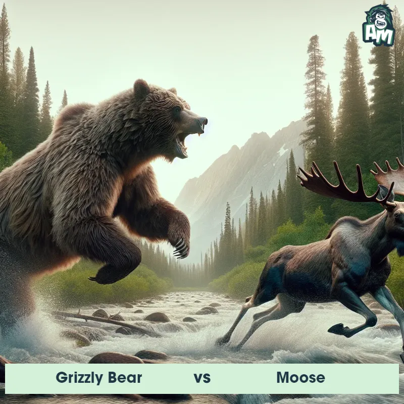 Grizzly Bear vs Moose, Race, Grizzly Bear On The Offense - Animal Matchup