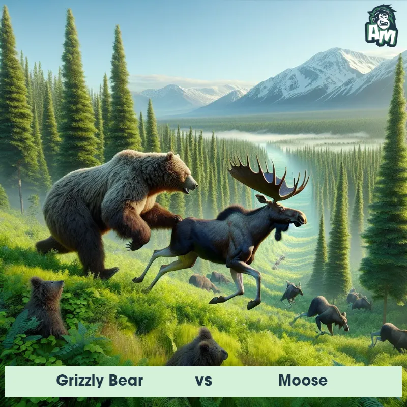 Grizzly Bear vs Moose, Race, Moose On The Offense - Animal Matchup