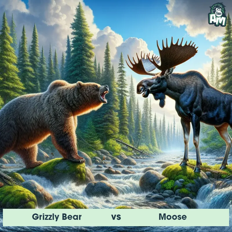 Grizzly Bear vs Moose, Screaming, Grizzly Bear On The Offense - Animal Matchup