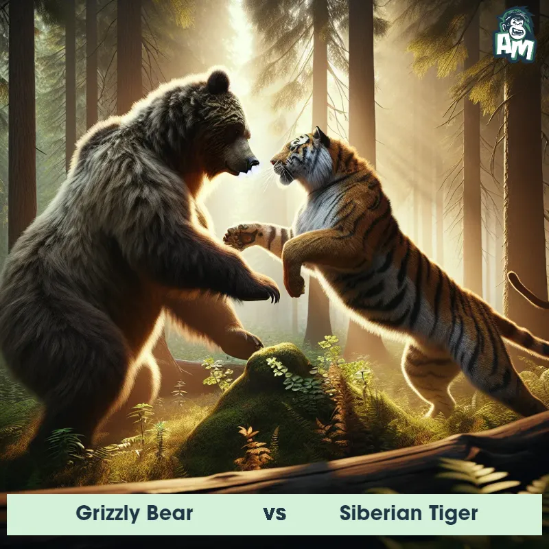 Grizzly Bear vs Siberian Tiger, Battle, Grizzly Bear On The Offense - Animal Matchup
