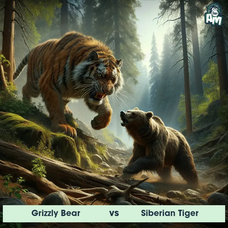 Grizzly Bear vs Siberian Tiger, Battle, Siberian Tiger On The Offense - Animal Matchup