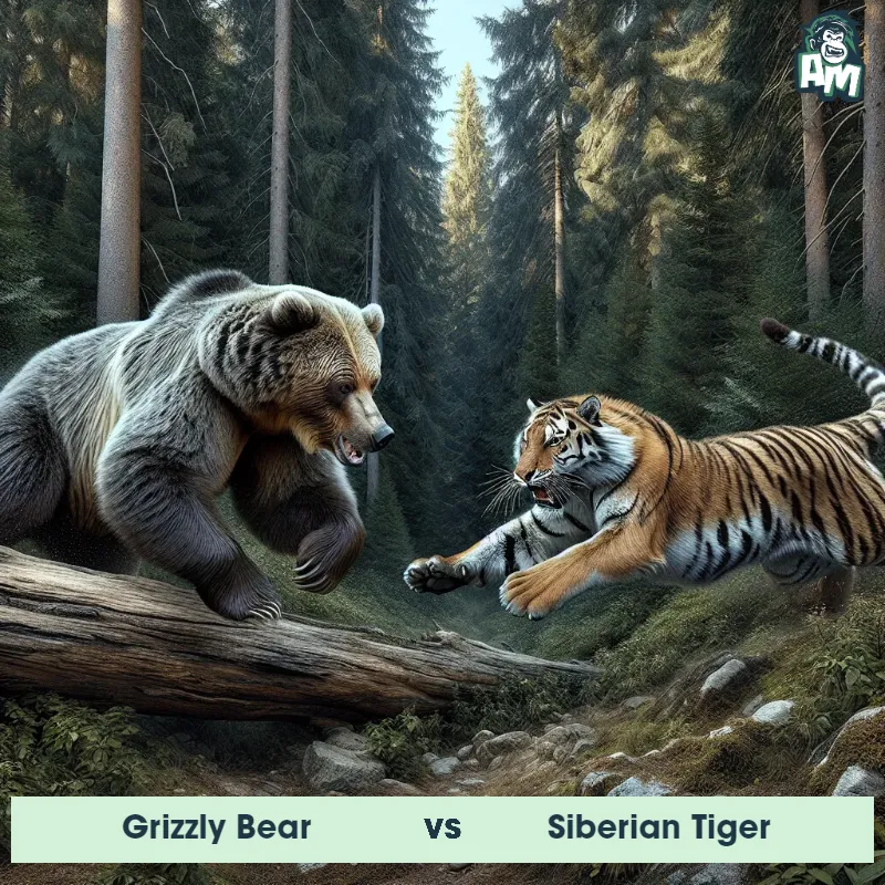 Grizzly Bear vs Siberian Tiger, Chase, Siberian Tiger On The Offense - Animal Matchup