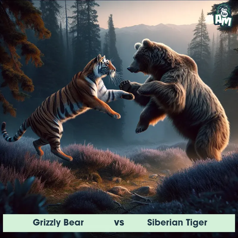 Grizzly Bear vs Siberian Tiger, Dance-off, Siberian Tiger On The Offense - Animal Matchup
