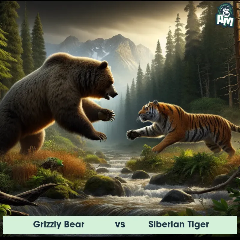 Grizzly Bear vs Siberian Tiger, Fight, Grizzly Bear On The Offense - Animal Matchup