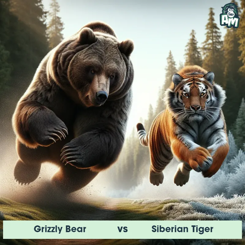 Grizzly Bear vs Siberian Tiger, Race, Grizzly Bear On The Offense - Animal Matchup