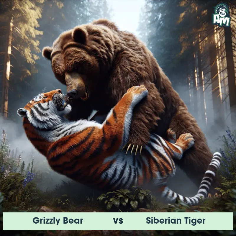 Grizzly Bear vs Siberian Tiger, Wrestling, Grizzly Bear On The Offense - Animal Matchup