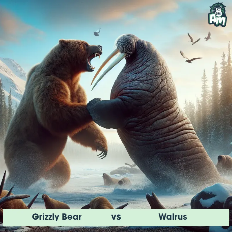 Grizzly Bear vs Walrus, Battle, Walrus On The Offense - Animal Matchup