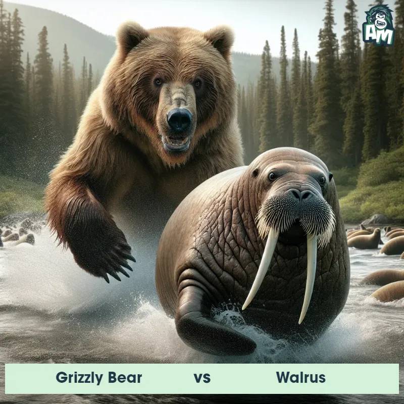 Grizzly Bear vs Walrus, Chase, Grizzly Bear On The Offense - Animal Matchup