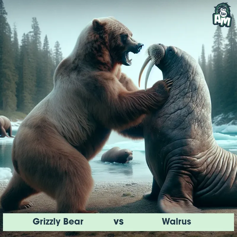 Grizzly Bear vs Walrus, Fight, Grizzly Bear On The Offense - Animal Matchup
