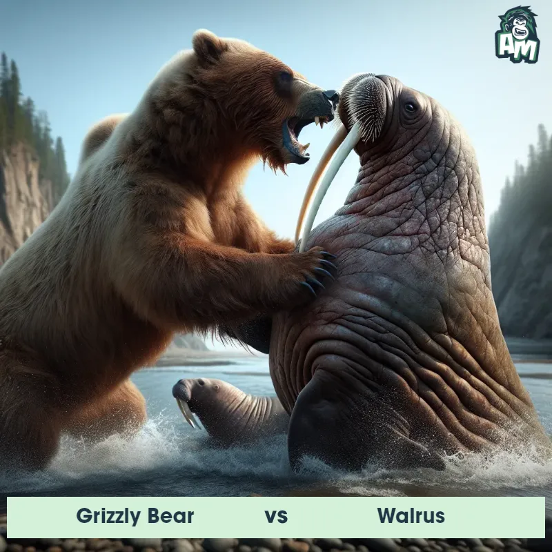 Grizzly Bear vs Walrus, Fight, Walrus On The Offense - Animal Matchup