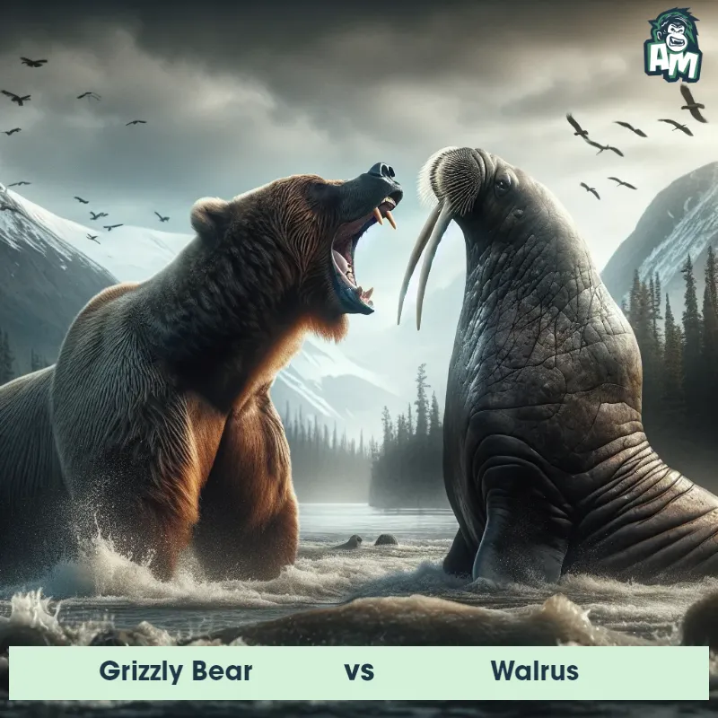 Grizzly Bear vs Walrus, Screaming, Grizzly Bear On The Offense - Animal Matchup