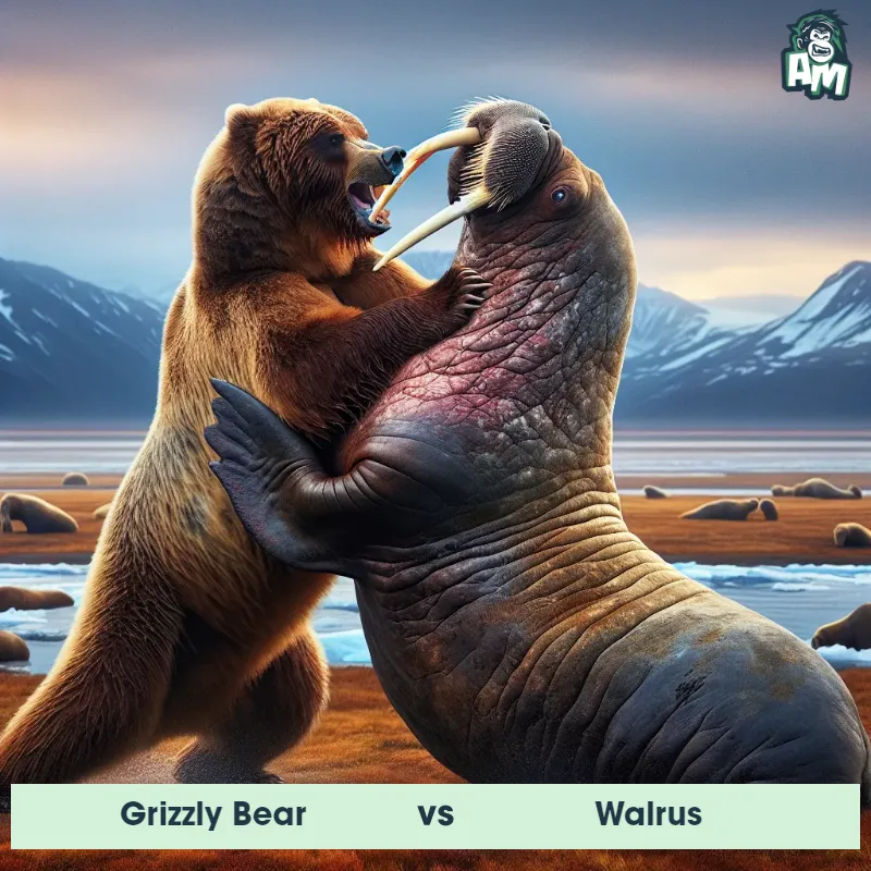 Grizzly Bear vs Walrus, Wrestling, Grizzly Bear On The Offense - Animal Matchup