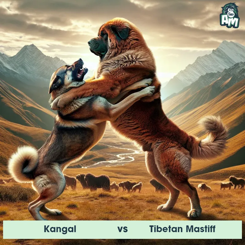 Kangal vs Tibetan Mastiff, Wrestling, Kangal On The Offense - Animal Matchup