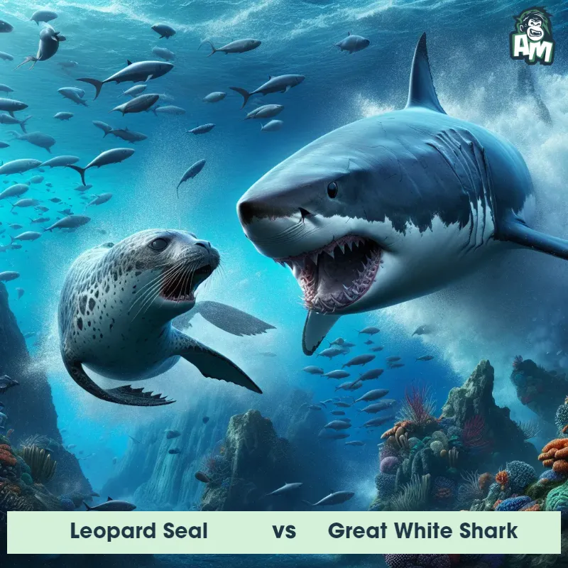 Leopard Seal vs Great White Shark, Chase, Great White Shark On The Offense - Animal Matchup