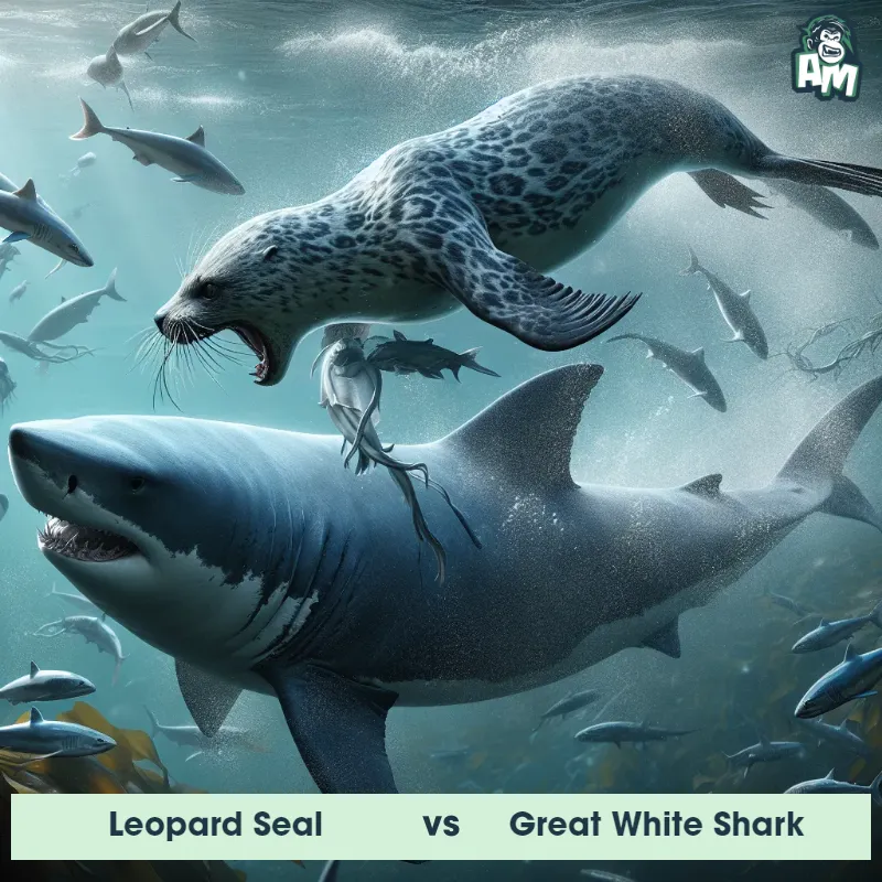 Leopard Seal vs Great White Shark, Chase, Leopard Seal On The Offense - Animal Matchup