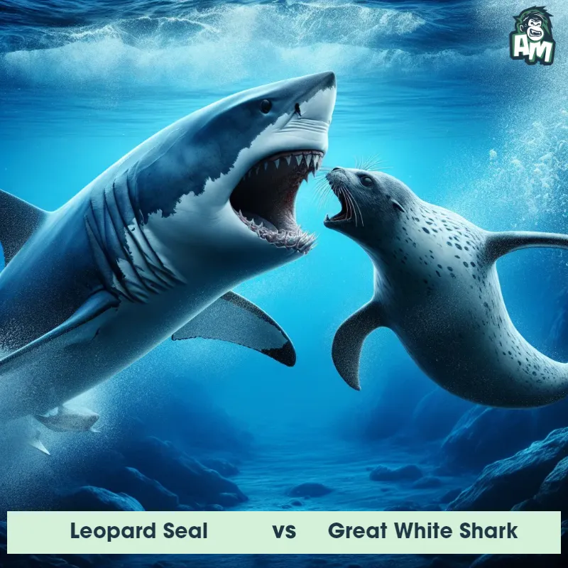 Leopard Seal vs Great White Shark, Fight, Great White Shark On The Offense - Animal Matchup