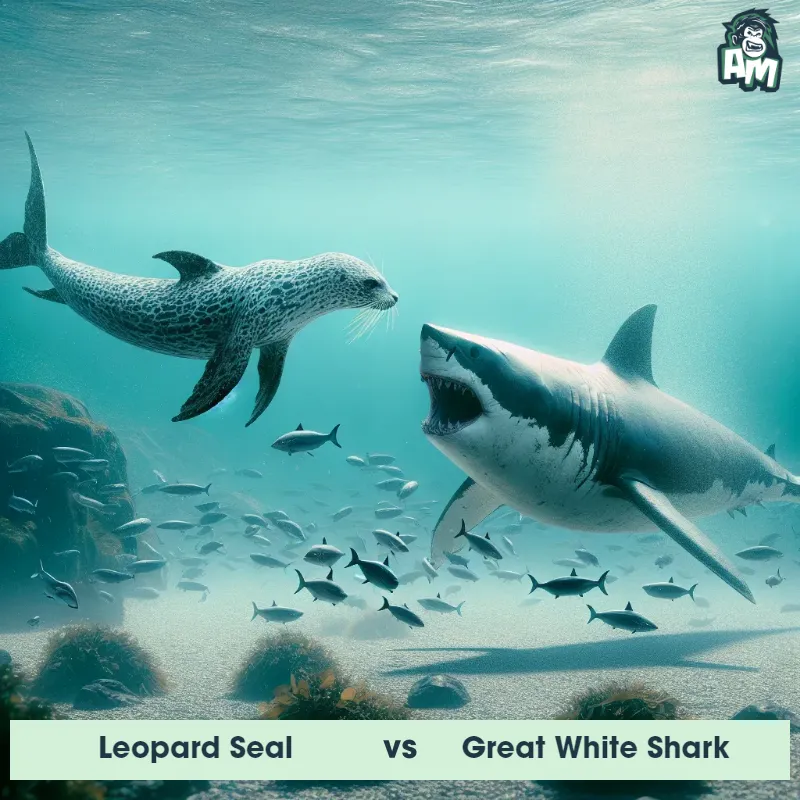 Leopard Seal vs Great White Shark, Fight, Leopard Seal On The Offense - Animal Matchup