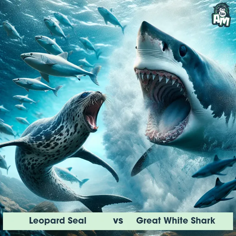Leopard Seal vs Great White Shark, Screaming, Great White Shark On The Offense - Animal Matchup