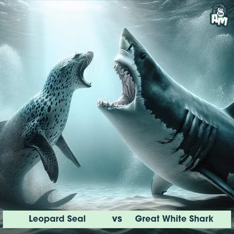 Leopard Seal vs Great White Shark, Screaming, Leopard Seal On The Offense - Animal Matchup