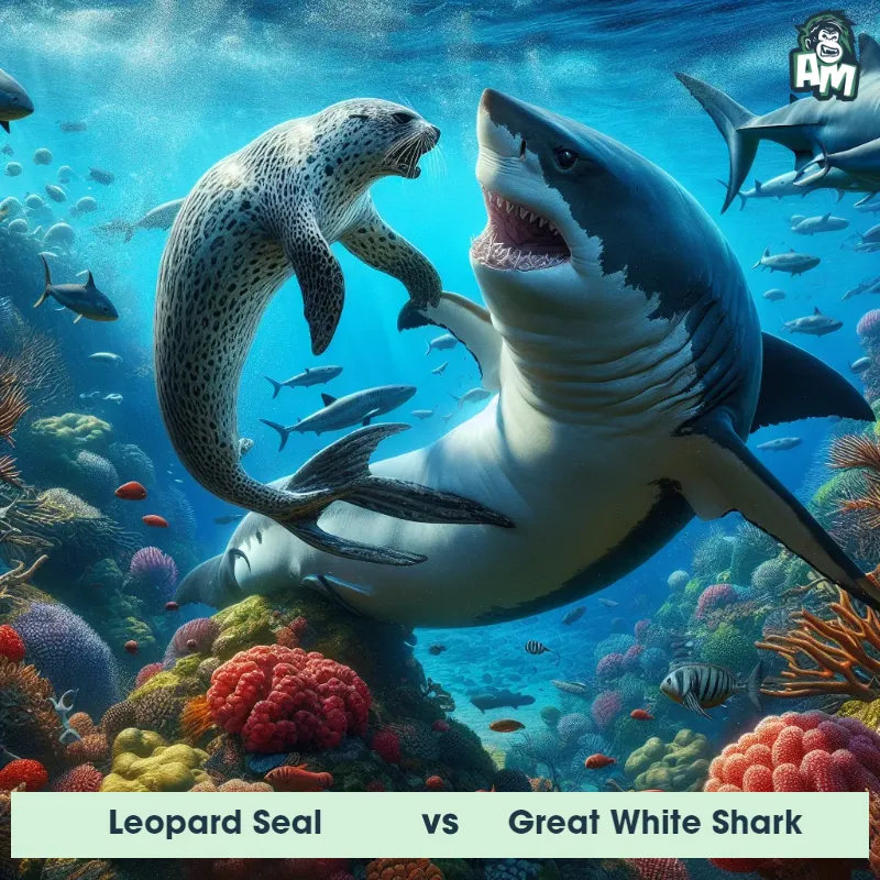 Leopard Seal vs Great White Shark, Wrestling, Leopard Seal On The Offense - Animal Matchup