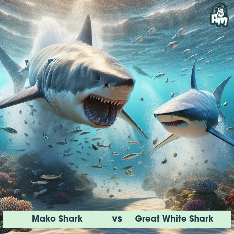 Mako Shark vs Great White Shark, Chase, Great White Shark On The Offense - Animal Matchup