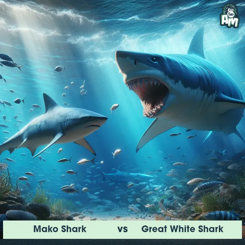 Mako Shark vs Great White Shark, Chase, Mako Shark On The Offense - Animal Matchup