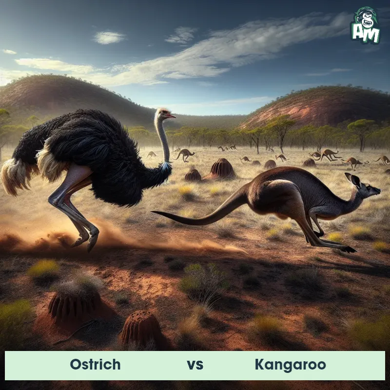 Ostrich vs Kangaroo, Chase, Kangaroo On The Offense - Animal Matchup