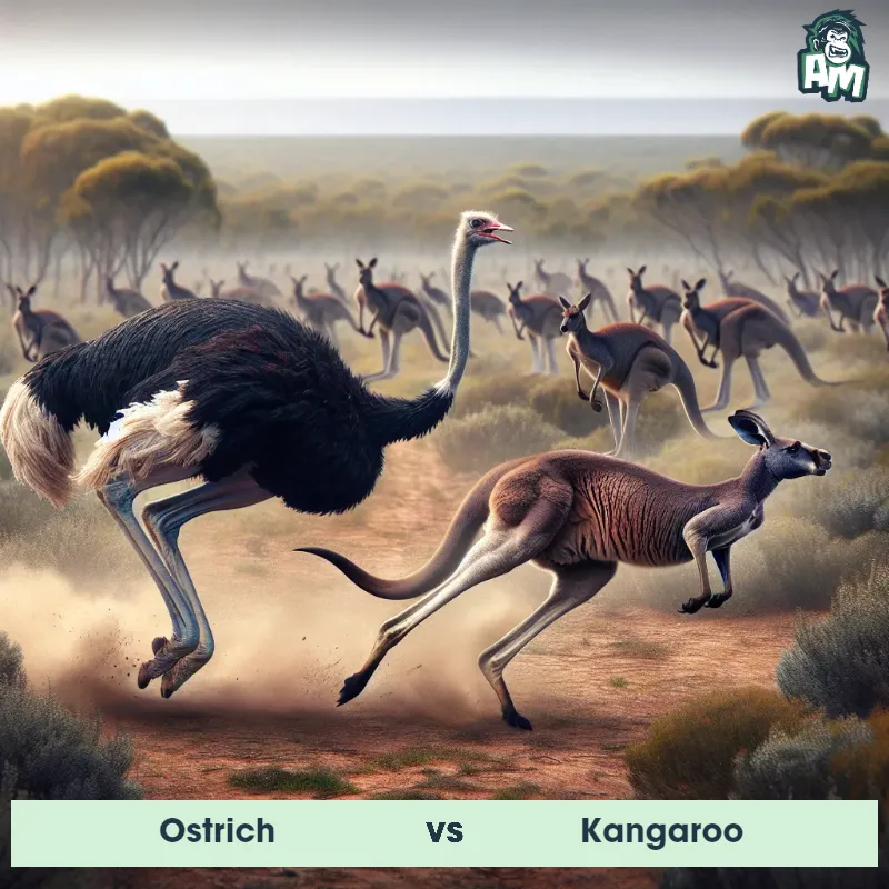 Ostrich vs Kangaroo, Chase, Ostrich On The Offense - Animal Matchup