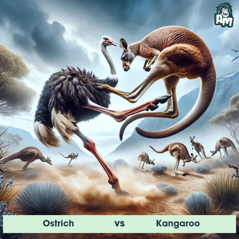 Ostrich vs Kangaroo, Fight, Ostrich On The Offense - Animal Matchup