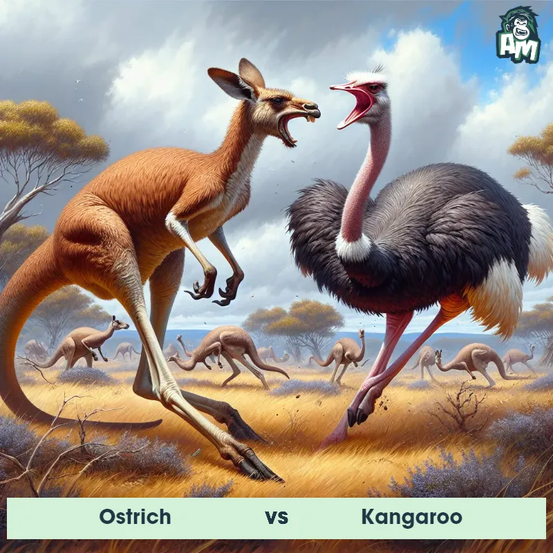 Ostrich vs Kangaroo, Screaming, Kangaroo On The Offense - Animal Matchup