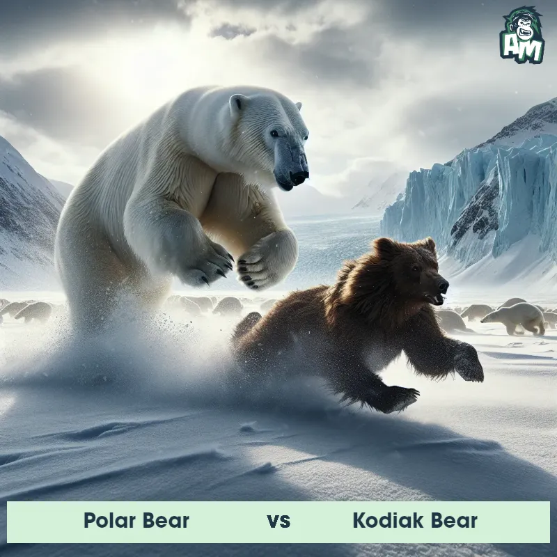 Polar Bear vs Kodiak Bear, Chase, Polar Bear On The Offense - Animal Matchup