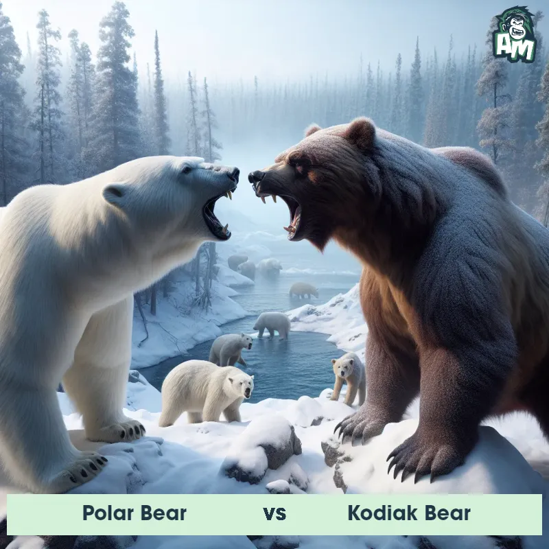Polar Bear vs Kodiak Bear, Screaming, Polar Bear On The Offense - Animal Matchup