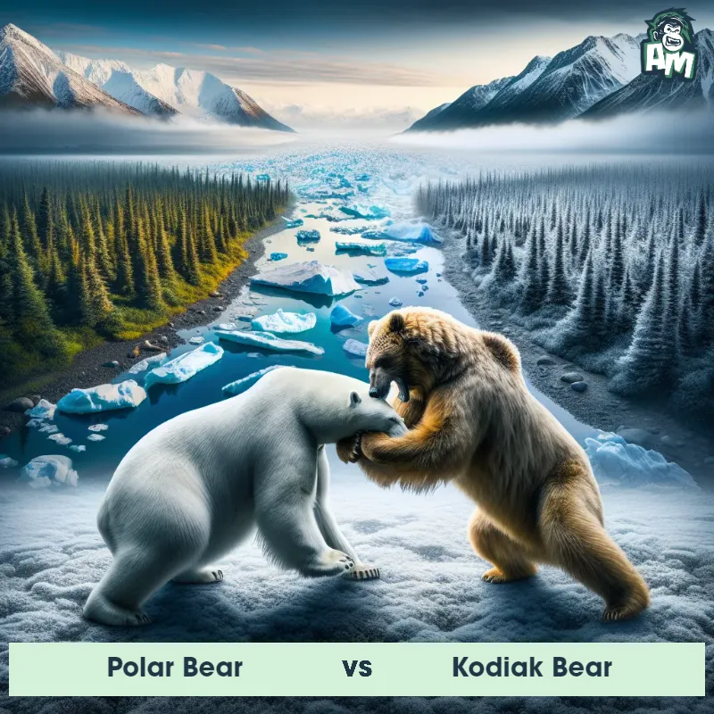 Polar Bear vs Kodiak Bear, Wrestling, Kodiak Bear On The Offense - Animal Matchup