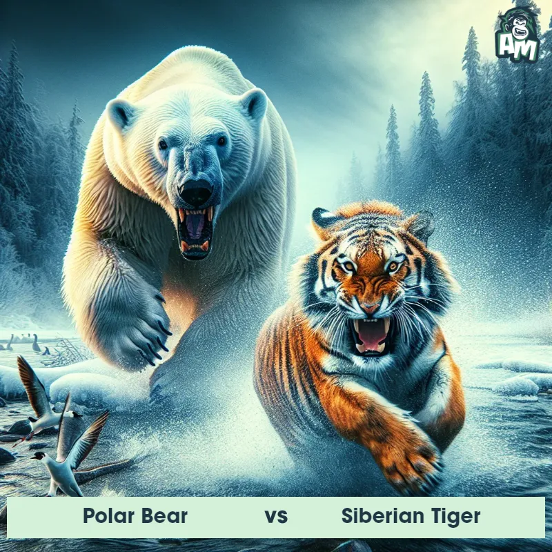 Polar Bear vs Siberian Tiger, Chase, Polar Bear On The Offense - Animal Matchup