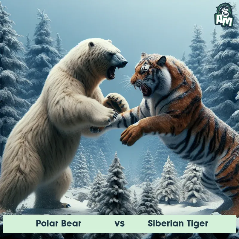 Polar Bear vs Siberian Tiger, Screaming, Polar Bear On The Offense - Animal Matchup