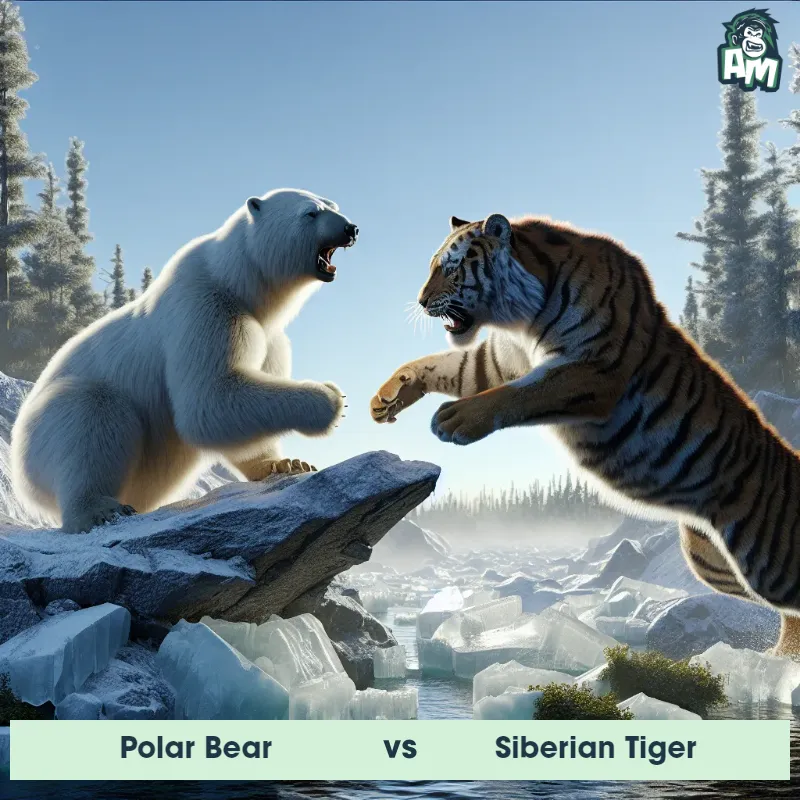 Polar Bear vs Siberian Tiger, Wrestling, Polar Bear On The Offense - Animal Matchup