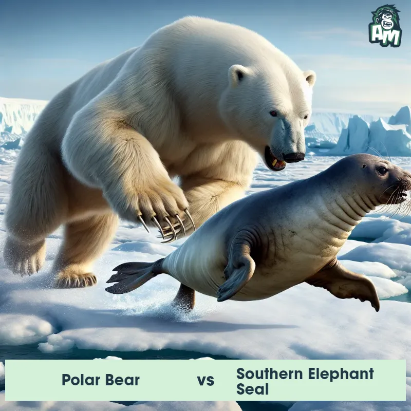 Polar Bear vs Southern Elephant Seal, Chase, Polar Bear On The Offense - Animal Matchup