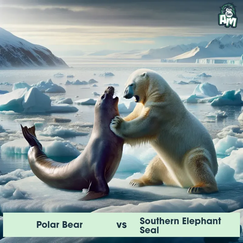 Polar Bear vs Southern Elephant Seal, Wrestling, Polar Bear On The Offense - Animal Matchup