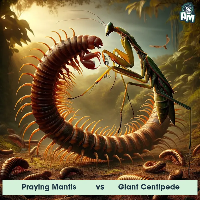 Praying Mantis vs Giant Centipede, Fight, Giant Centipede On The Offense - Animal Matchup