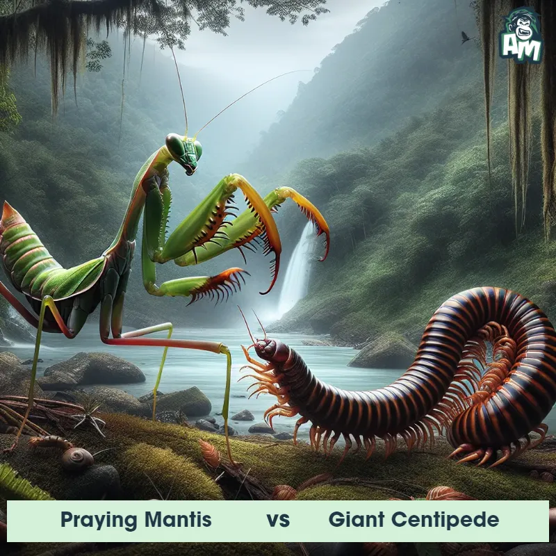 Praying Mantis vs Giant Centipede, Fight, Praying Mantis On The Offense - Animal Matchup
