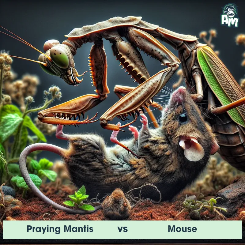 Praying Mantis vs Mouse, Wrestling, Mouse On The Offense - Animal Matchup